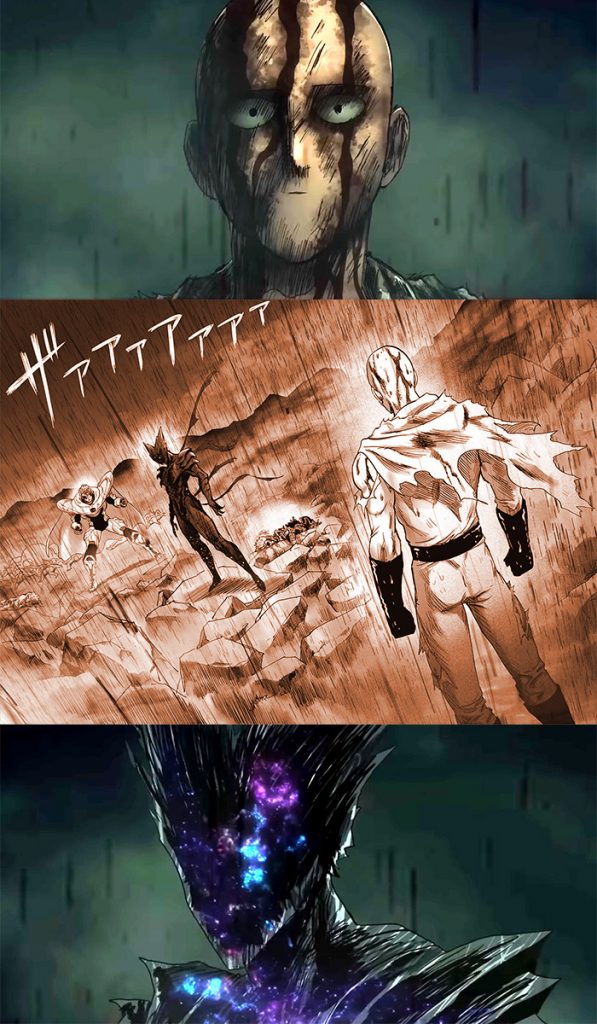 COSMIC GAROU VS SAITAMA Colored panel from One Punchman ch.166 Hope you  like it!!! And if u do like it please follow me on insta @Shashuwatto_art :  r/OnePunchMan